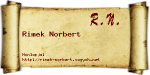 Rimek Norbert névjegykártya